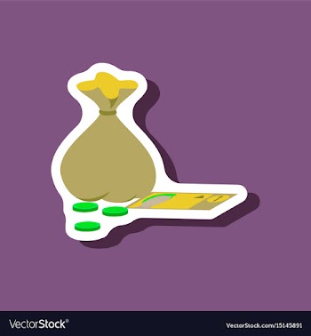 Paper sticker on stylish background bag with money vector image