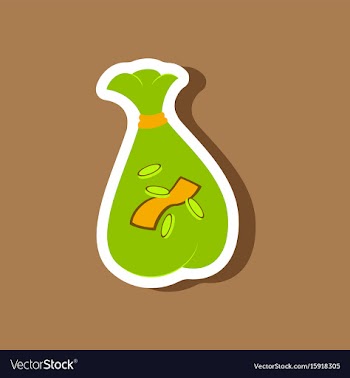 Paper sticker on stylish background bag with money vector image