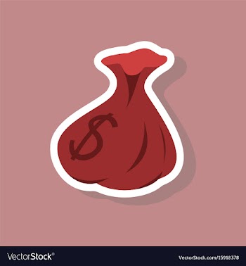 Paper sticker on stylish background bag with money vector image