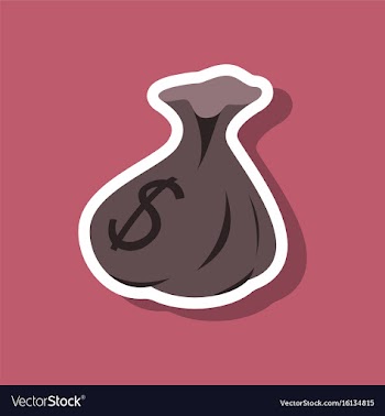 Paper sticker on stylish background bag with money vector image