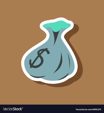 Paper sticker on stylish background bag with money vector image