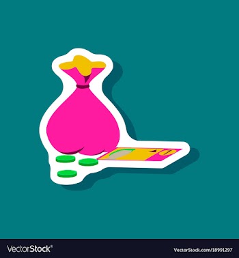 Paper sticker on stylish background bag with money vector image