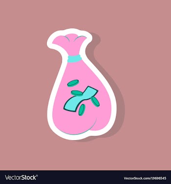Paper sticker on stylish background bag with money vector image