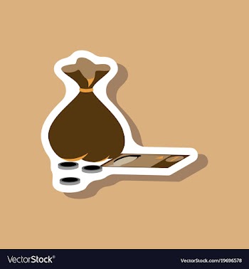 Paper sticker on stylish background bag with money vector image