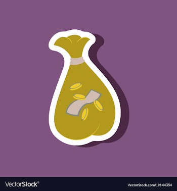 Paper sticker on stylish background bag with money vector image