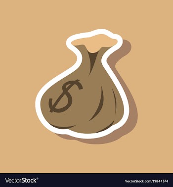 Paper sticker on stylish background bag with money vector image