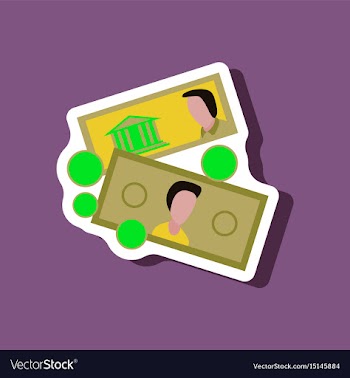 Paper sticker on stylish background banknotes and vector image