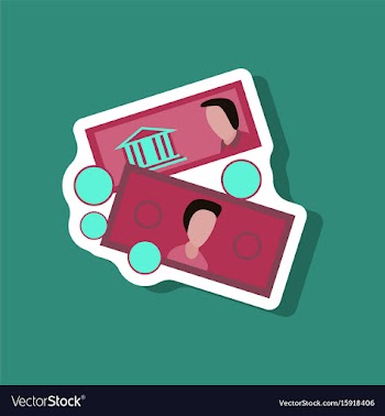 Paper sticker on stylish background banknotes and vector image