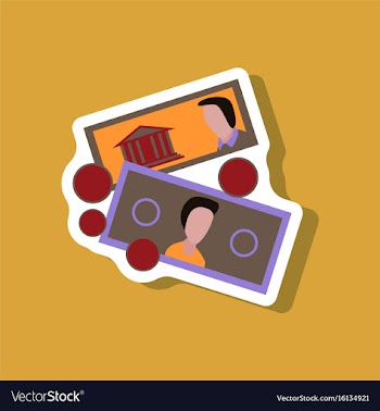 Paper sticker on stylish background banknotes and vector image