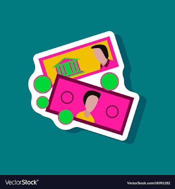 Paper sticker on stylish background banknotes and vector image