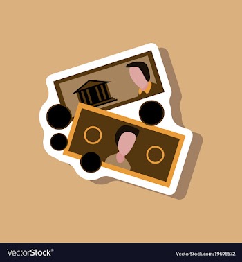 Paper sticker on stylish background banknotes and vector image