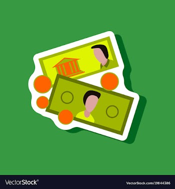 Paper sticker on stylish background banknotes and vector image