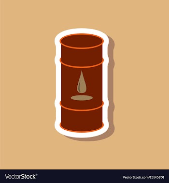 Paper sticker on stylish background barrel of oil vector image