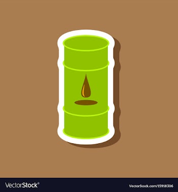 Paper sticker on stylish background barrel of oil vector image