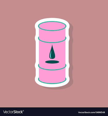 Paper sticker on stylish background barrel of oil vector image