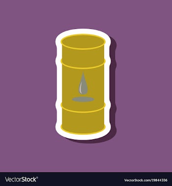 Paper sticker on stylish background barrel of oil vector image
