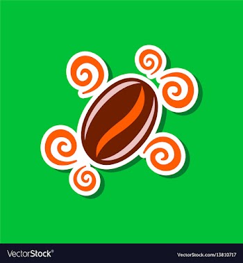 Paper sticker on stylish background beans coffee vector image