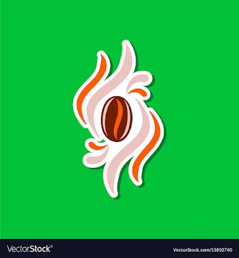 Paper sticker on stylish background beans coffee vector image