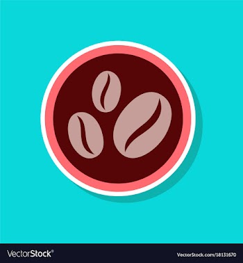 Paper sticker on stylish background beans coffee vector image