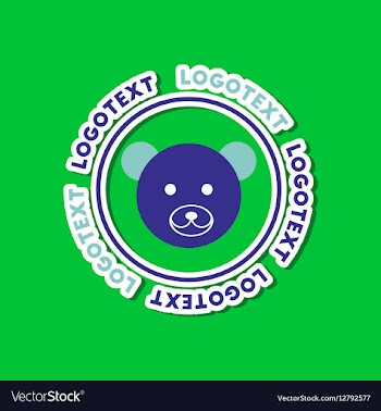 Paper sticker on stylish background bear logo vector image