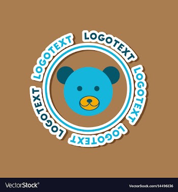 Paper sticker on stylish background bear logo vector image