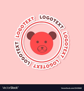 Paper sticker on stylish background bear logo vector image
