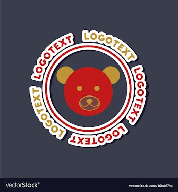 Paper sticker on stylish background bear logo vector image