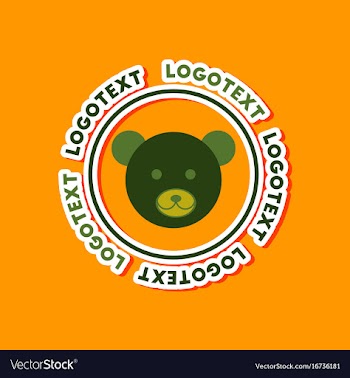 Paper sticker on stylish background bear logo vector image