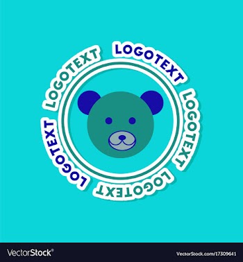 Paper sticker on stylish background bear logo vector image
