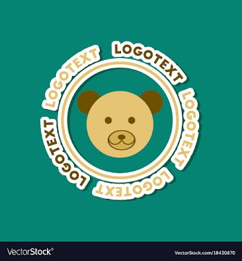 Paper sticker on stylish background bear logo vector image
