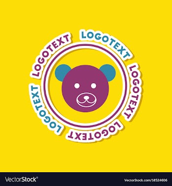 Paper sticker on stylish background bear logo vector image