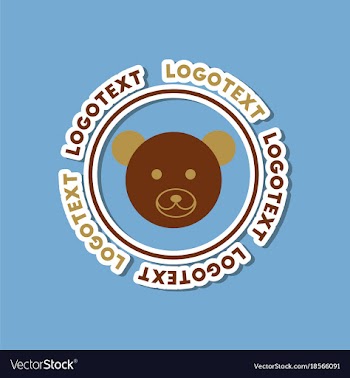 Paper sticker on stylish background bear logo vector image