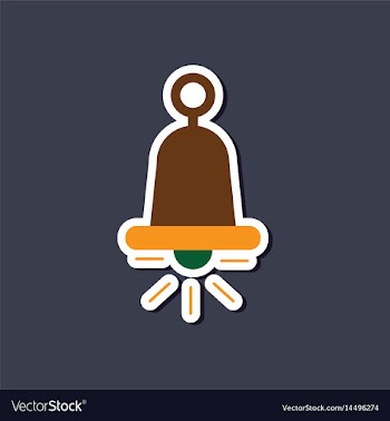 Paper sticker on stylish background bell ringer vector image