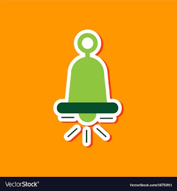 Paper sticker on stylish background bell ringer vector image