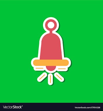 Paper sticker on stylish background bell ringer vector image