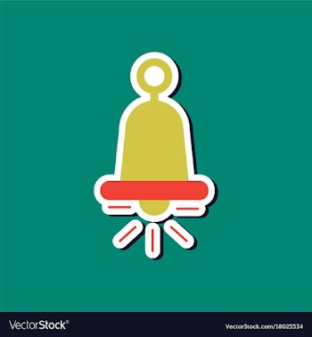 Paper sticker on stylish background bell ringer vector image