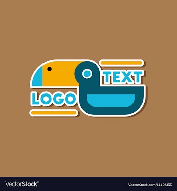 Paper sticker on stylish background bird logo vector image
