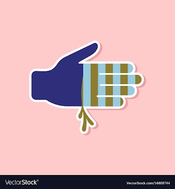 Paper sticker on stylish background bloody hand vector image