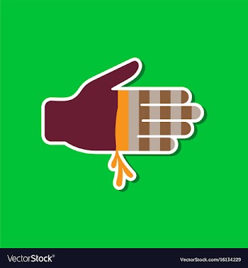 Paper sticker on stylish background bloody hand vector image
