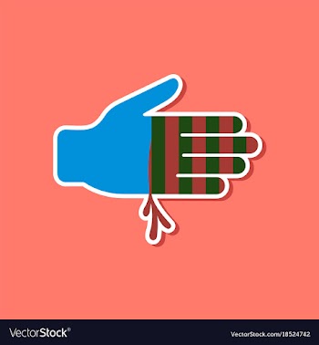 Paper sticker on stylish background bloody hand vector image