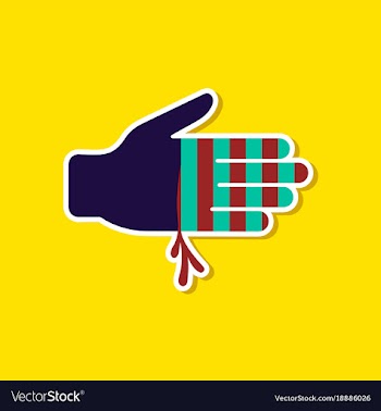 Paper sticker on stylish background bloody hand vector image