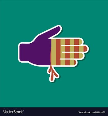 Paper sticker on stylish background bloody hand vector image