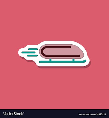 Paper sticker on stylish background bobsled vector image