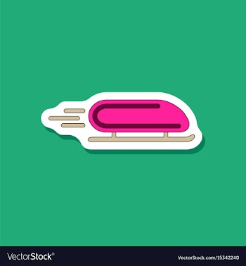 Paper sticker on stylish background bobsled vector image