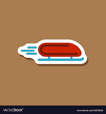 Paper sticker on stylish background bobsled vector image