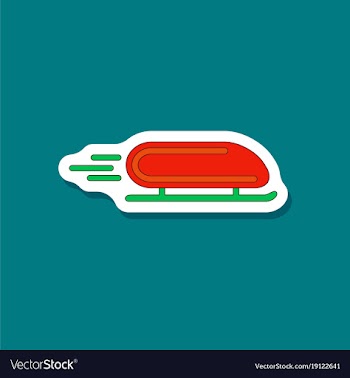 Paper sticker on stylish background bobsled vector image