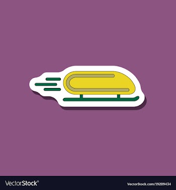 Paper sticker on stylish background bobsled vector image