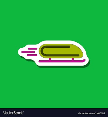 Paper sticker on stylish background bobsled vector image
