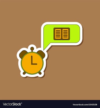 Paper sticker on stylish background book alarm vector image