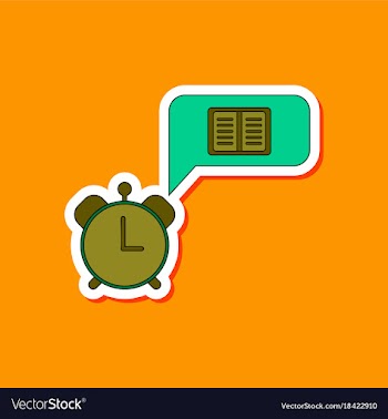 Paper sticker on stylish background book alarm vector image